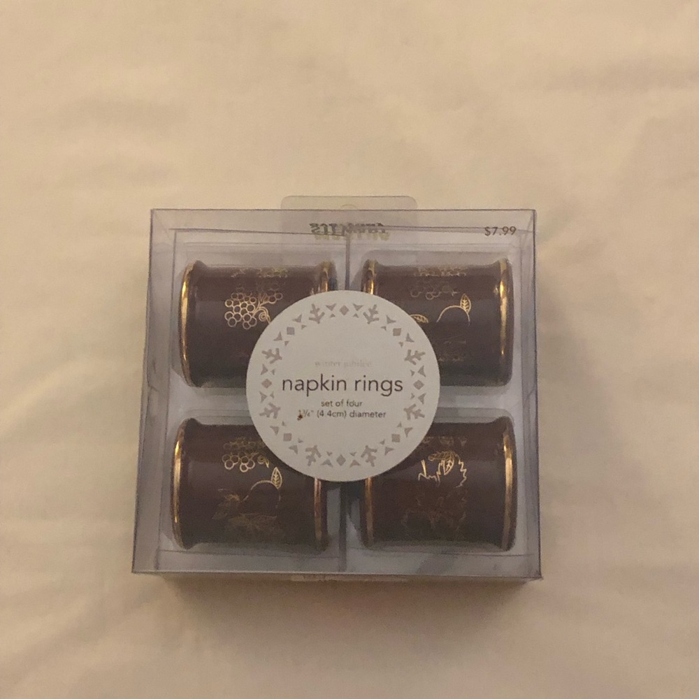 Martha Stewart Brown and Gold Napkin Rings Set of 4